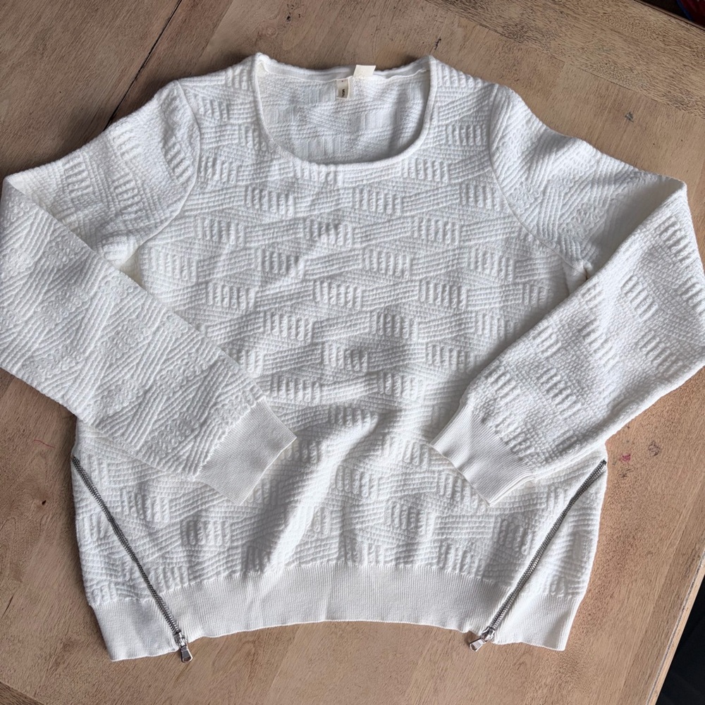 Moth White Textured Sweater Large